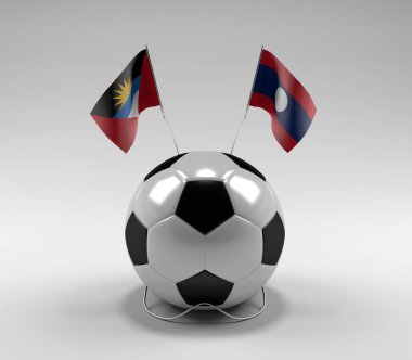 Antigua-ve-Barbuda - Laos Futbol Bayrakları, Beyaz Arkaplan - 3D Render