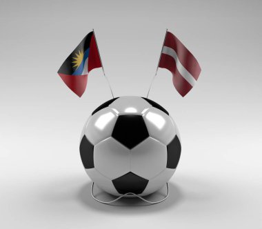Antigua-ve-Barbuda - Letonya Futbol Bayrakları, Beyaz Arkaplan - 3D Render