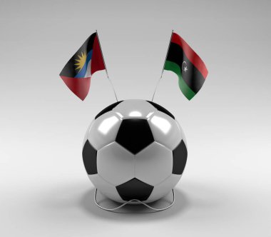 Antigua-ve-Barbuda - Libya Futbol Bayrakları, Beyaz Arkaplan - 3D Render