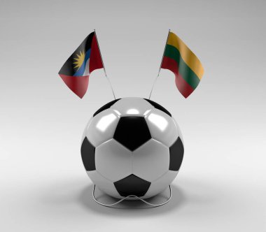 Antigua-ve-Barbuda - Litvanya Futbol Bayrakları, Beyaz Arkaplan - 3D Render