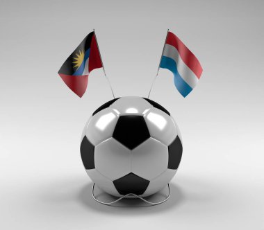 Antigua-ve-Barbuda - Lüksemburg Futbol Bayrakları, Beyaz Arkaplan - 3D Render