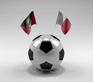 Antigua-and-Barbuda - Malta Futbol Bayrakları, Beyaz Arkaplan - 3D Render
