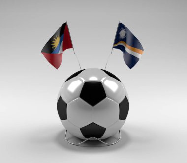Antigua-ve-Barbuda - Marshall-Adaları Futbol Bayrakları, Beyaz Arkaplan - 3D Render