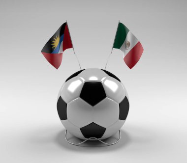 Antigua-ve-Barbuda - Meksika Futbol Bayrakları, Beyaz Arkaplan - 3D Render