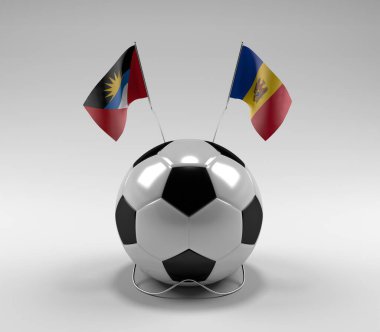 Antigua-ve-Barbuda - Moldova Futbol Bayrakları, Beyaz Arkaplan - 3D Render