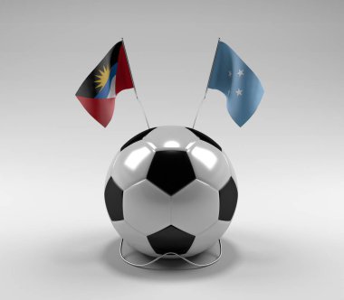 Antigua-ve-Barbuda - Mikronezya Futbol Bayrakları, Beyaz Arkaplan - 3D Render