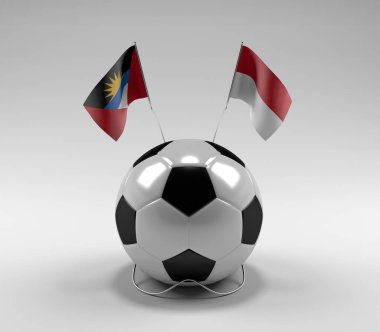 Antigua ve Barbuda - Monako Futbol Bayrakları, Beyaz Arkaplan - 3D Render