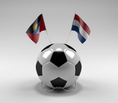 Antigua-and-Barbuda - Hollanda Futbol Bayrakları, Beyaz Arkaplan - 3D Render