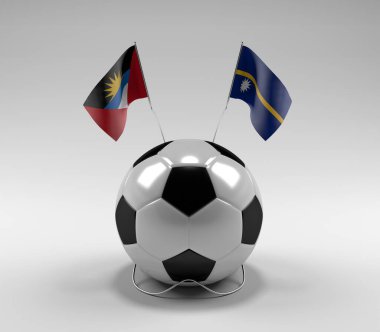 Antigua-ve-Barbuda - Nauru Futbol Bayrakları, Beyaz Arkaplan - 3D Render