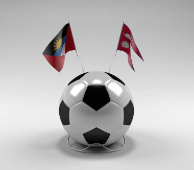Antigua-ve-Barbuda - Nepal Futbol Bayrakları, Beyaz Arkaplan - 3D Render