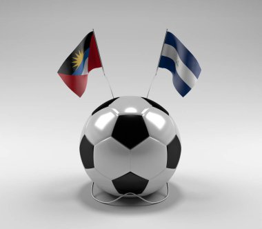 Antigua-ve-Barbuda - Nikaragua Futbol Bayrakları, Beyaz Arkaplan - 3D Render