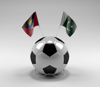 Antigua-ve-Barbuda - Pakistan Futbol Bayrakları, Beyaz Arkaplan - 3D Render