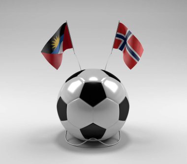 Antigua-ve-Barbuda - Norveç Futbol Bayrakları, Beyaz Arkaplan - 3D Render