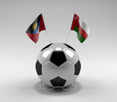 Antigua ve Barbuda - Umman Futbol Bayrakları, Beyaz Arkaplan - 3D Render