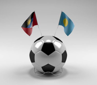 Antigua-ve-Barbuda - Palau Futbol Bayrakları, Beyaz Arkaplan - 3D Render