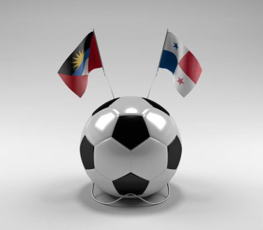 Antigua-ve-Barbuda - Panama Futbol Bayrakları, Beyaz Arkaplan - 3D Render