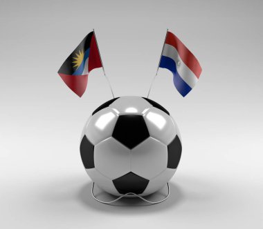 Antigua-ve-Barbuda - Paraguay Futbol Bayrakları, Beyaz Arkaplan - 3D Render