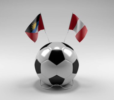 Antigua-ve-Barbuda - Peru Futbol Bayrakları, Beyaz Arkaplan - 3D Render