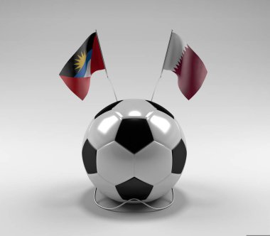 Antigua-ve-Barbuda - Katar Futbol Bayrakları, Beyaz Arkaplan - 3D Render