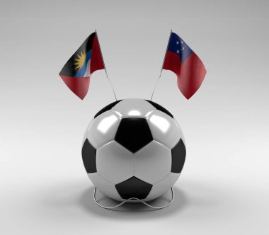 Antigua-ve-Barbuda - Samoa Futbol Bayrakları, Beyaz Arkaplan - 3D Render