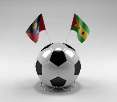 Antigua-ve-Barbuda - Sao-Tome-and-Principe Futbol Bayrakları, Beyaz Arkaplan - 3D Render