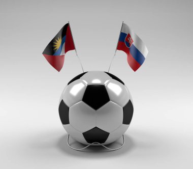 Antigua-ve-Barbuda - Slovakya Futbol Bayrakları, Beyaz Arkaplan - 3D Render