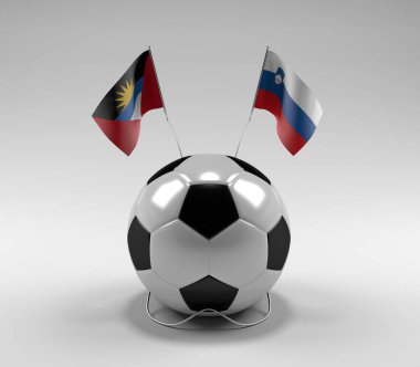 Antigua-and-Barbuda - Slovenya Futbol Bayrakları, Beyaz Arkaplan - 3D Render