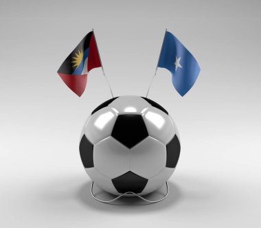 Antigua ve Barbuda - Somali Futbol Bayrakları, Beyaz Arkaplan - 3D Render