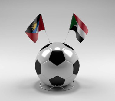 Antigua-ve-Barbuda - Sudan Futbol Bayrakları, Beyaz Arkaplan - 3D Render