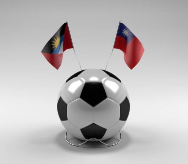 Antigua-ve-Barbuda - Tayvan Futbol Bayrakları, Beyaz Arkaplan - 3D Render