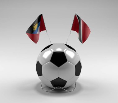 Antigua ve Barbuda - Trinidad ve Tobago Futbol Bayrakları, Beyaz Arkaplan - 3D Render