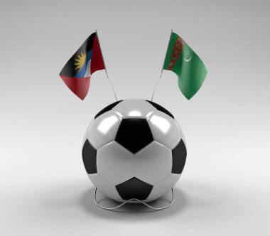 Antigua-ve-Barbuda - Türkmenistan Futbol Bayrakları, Beyaz Arkaplan - 3D Render