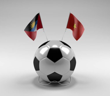 Antigua-ve-Barbuda - Vietnam Futbol Bayrakları, Beyaz Arkaplan - 3D Render