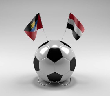 Antigua-ve-Barbuda - Yemen Futbol Bayrakları, Beyaz Arkaplan - 3D Render