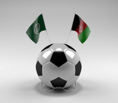 Arap Birliği - Afganistan Futbol Bayrakları, Beyaz Arkaplan - 3D Render