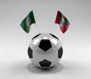 Arap Birliği - Antigua ve Barbuda Futbol Bayrakları, Beyaz Arkaplan - 3D Render