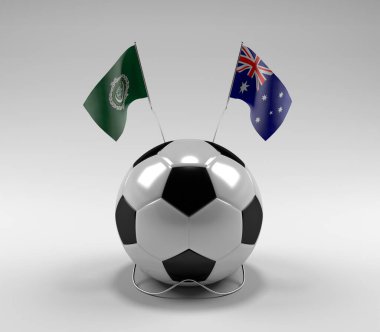 Arap Ligi - Avustralya Futbol Bayrakları, Beyaz Arkaplan - 3D Render