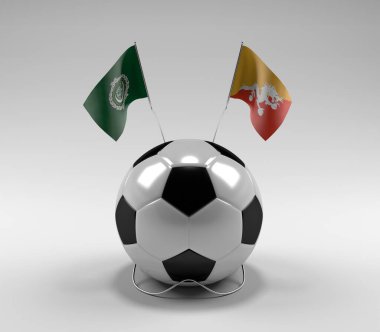 Arap Ligi - Bhutan Futbol Bayrakları, Beyaz Arkaplan - 3D Render