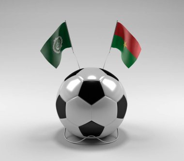Arap Ligi - Burkina-Faso Futbol Bayrakları, Beyaz Arkaplan - 3D Render