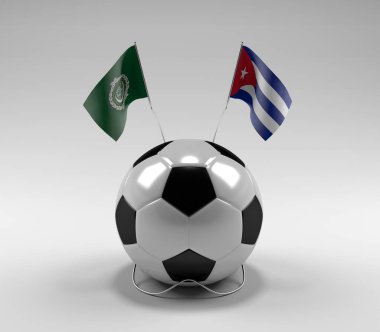 Arap Ligi - Küba Futbol Bayrakları, Beyaz Arkaplan - 3D Render