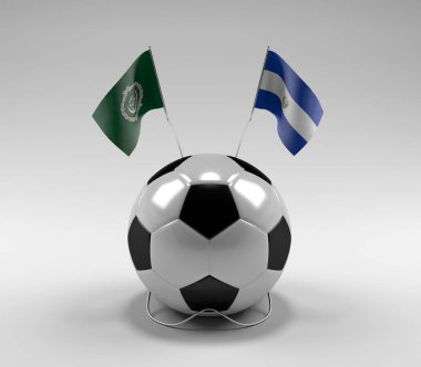 Arap Ligi - El-Salvador Futbol Bayrakları, Beyaz Arkaplan - 3D Render
