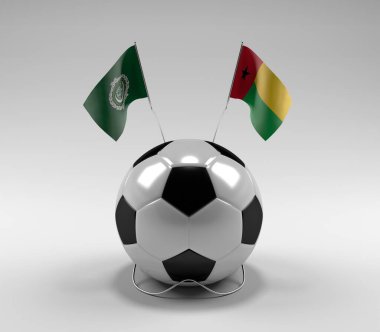 Arap Ligi - Gine-Bissau Futbol Bayrakları, Beyaz Arkaplan - 3D Render