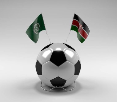 Arap Ligi - Kenya Futbol Bayrakları, Beyaz Arkaplan - 3D Render