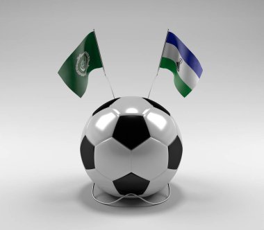 Arap Ligi - Lesotho Futbol Bayrakları, Beyaz Arkaplan - 3D Render