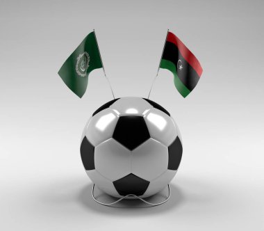 Arap Ligi - Libya Futbol Bayrakları, Beyaz Arkaplan - 3D Render