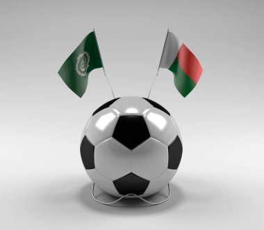 Arap Birliği - Madagaskar Futbol Bayrakları, Beyaz Arkaplan - 3D Render