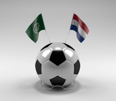 Arap Ligi - Hollanda Futbol Bayrakları, Beyaz Arkaplan - 3D Render