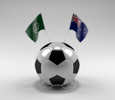 Arap Ligi - Yeni Zelanda Futbol Bayrakları, Beyaz Arkaplan - 3D Render