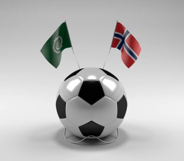 Arap Ligi - Norveç Futbol Bayrakları, Beyaz Arkaplan - 3D Render