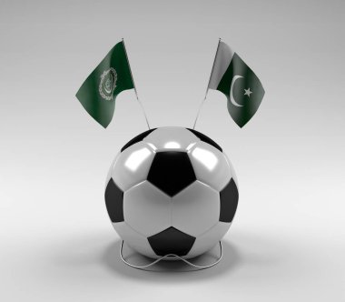 Arap Ligi - Pakistan Futbol Bayrakları, Beyaz Arkaplan - 3D Render